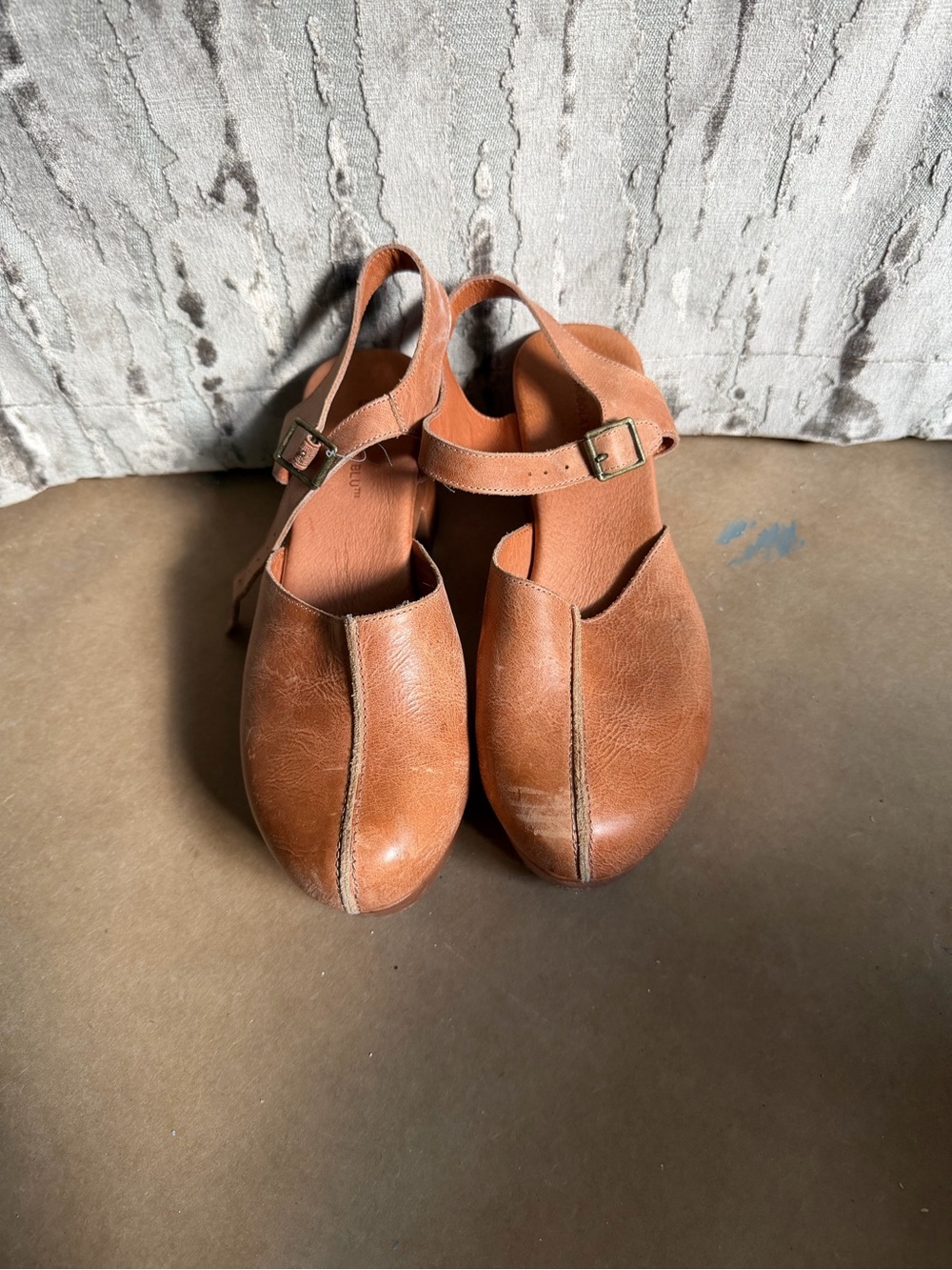 Chocolat Blu Cognac Brown Leather Slingback Clogs